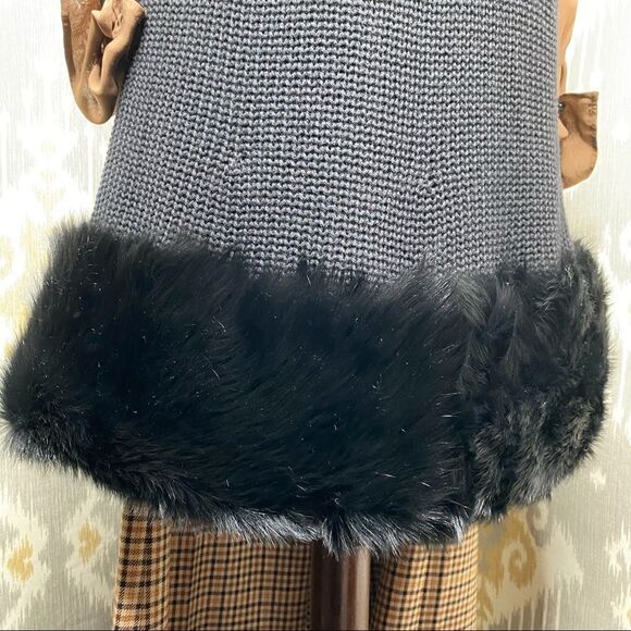 Ralph Lauren Black Cashmere Blend Lamb Shearling Flat Knit Open Front Cardigan - Picture 5 of 16